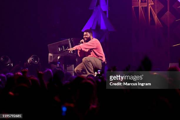 Khalid performs during the Power 96.1's Jingle Ball 2019 on December 20, 2019 in Atlanta, Georgia.