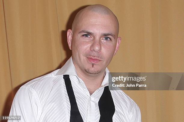 Pitbull backstage at Univisions 8th Annual Premios Juventud Awards at Bank United Center on July 21, 2011 in Miami, Florida.