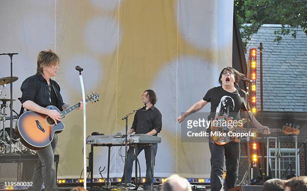 Goo Goo Dolls singer/guitar player John Rzeznik and bass player Robby Takac perform on ABC's "Good Morning America" at Rumsey Playfield, Central Park...