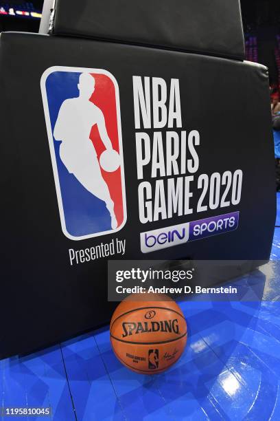 Shot of the court at the AccorHotels Arena before the Milwaukee Bucks game against the Charlotte Hornets as part of NBA Paris Games 2020 on January...