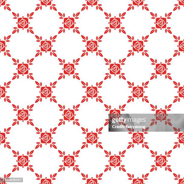 roses seamless pattern - white peony stock illustrations