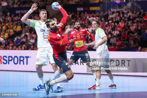 Jorge Maqueda Pena from Spain during the Men's EHF EURO 2020 semi final match between Spain and Slovenia at Tele2 Arena on January 24, 2020 in...