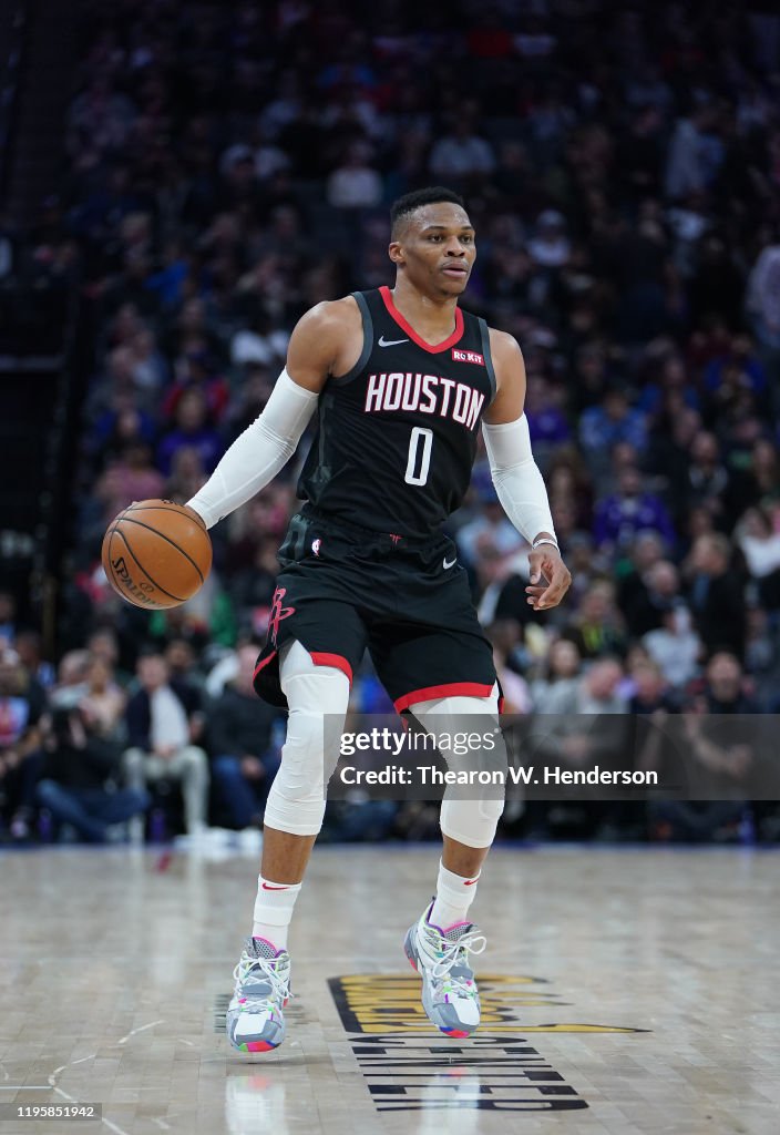 Wesbrook Rockets Russell Westbrook of the Houston Rockets dribbles the ball against ...
