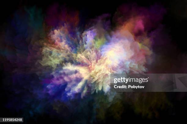 ilustraciones, imágenes clip art, dibujos animados e iconos de stock de colorido arco iris holi pintura color polvo explosión de fondo negro aislado - powder paint