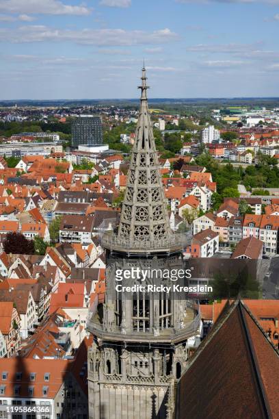 ulm minster lutheran church towers from above - ricky kresslein stock-fotos und bilder