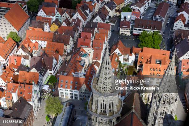 aerial view of ulm city and minster church - ulm stock pictures, royalty-free photos & images