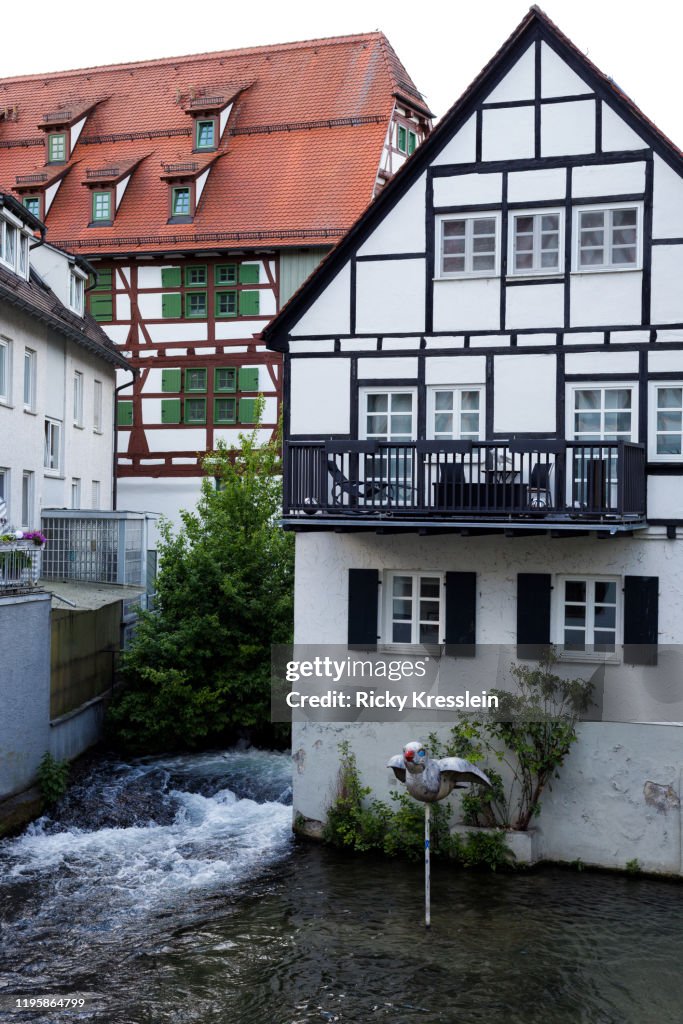 Water Flowing Between Houses in Ulm, Germany