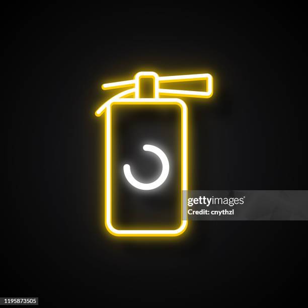 glowing neon effect fire extinguisher icon. outline symbol collection - using fire extinguisher stock illustrations