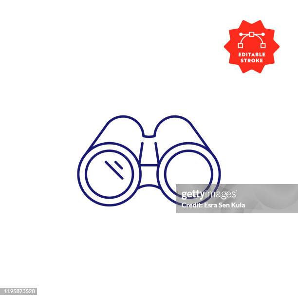 binoculars line icon with editable stroke and pixel perfect. - breakthrough logo stock illustrations