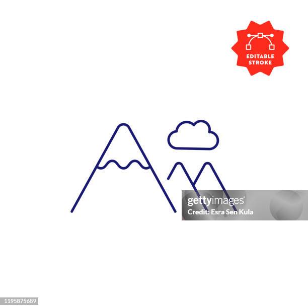 mountain line icon with editable stroke and pixel perfect. - mountain climb logo stock illustrations