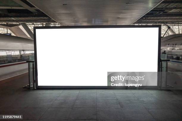 blank billboard at railroad station - billboard blank stock pictures, royalty-free photos & images