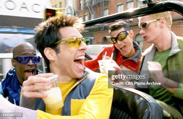 The movie "Zoolander", directed by Ben Stiller. Seen here taking a joy ride, drinking orange mocha frappuccino, from left, Asio Highsmith , Ben...
