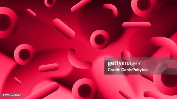 scientific three-dimensional vector macro illustration - red blood cells in a vein. - blood cells microscope stock illustrations