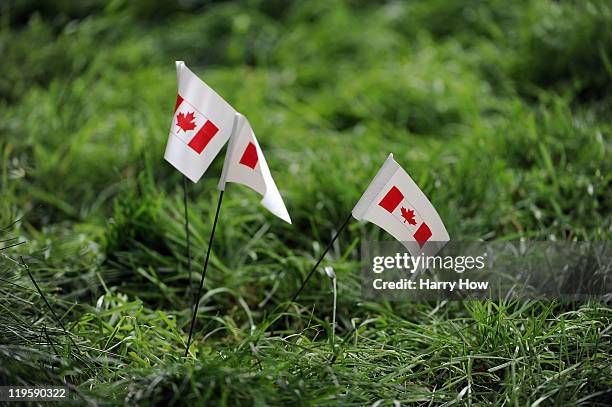 Ball markers in the rough during round two of the RBC Canadian Open at the Shaughnessy Golf & Country Club on July 22, 2011 in Vancouver, Canada.