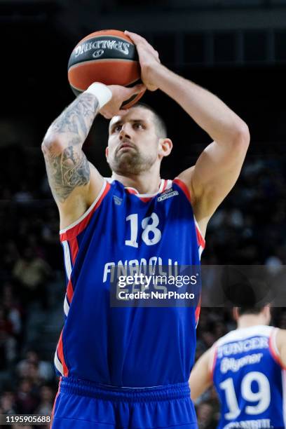 Adrien Moerman of Anadolu Efes Istanbul during the 2019/2020 Turkish Airlines EuroLeague Regular Season Round 21 match between Real Madrid and...