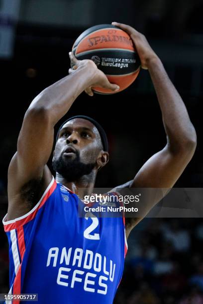 Chris Singleton of Anadolu Efes Istanbul during the 2019/2020 Turkish Airlines EuroLeague Regular Season Round 21 match between Real Madrid and...