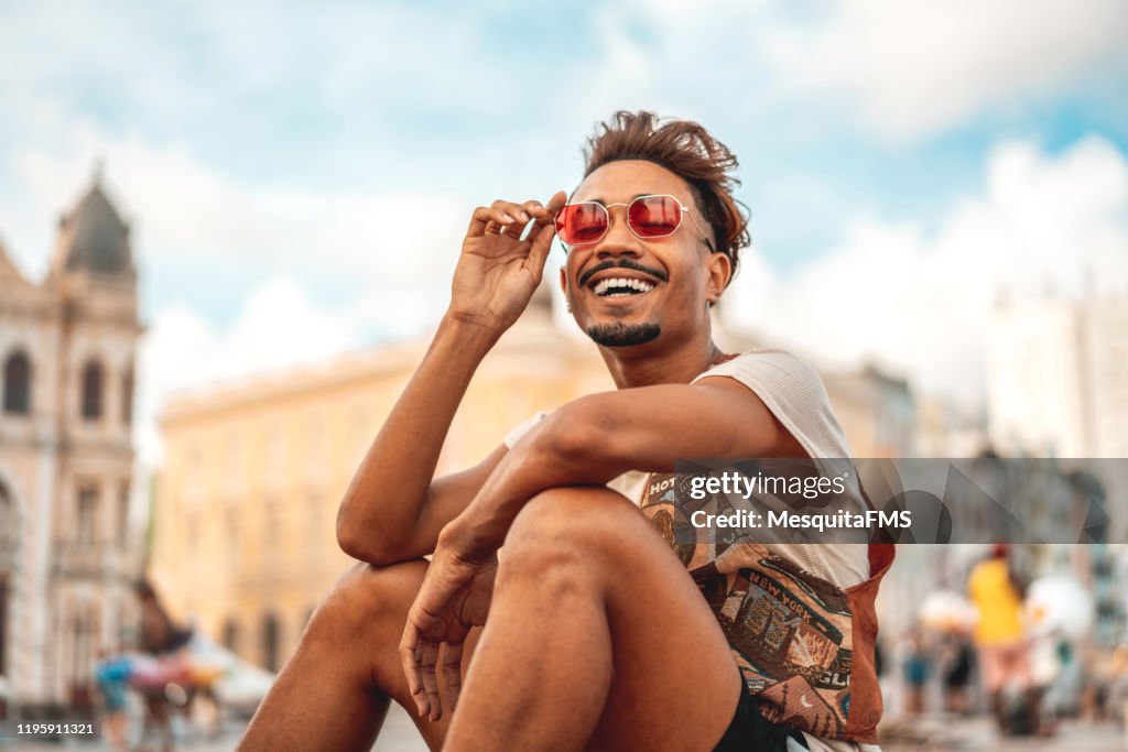 Afro street fashion style model