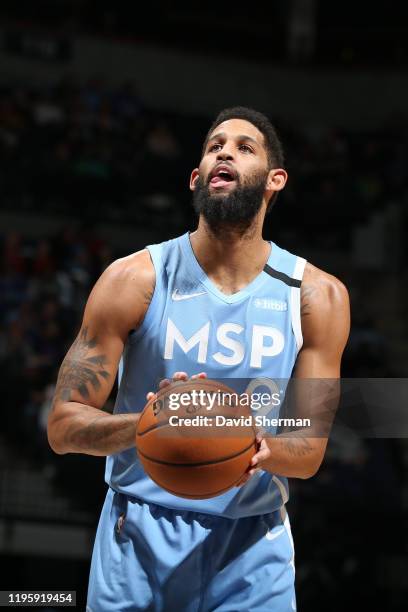 Allen Crabbe of the Minnesota Timberwolves shoots free throws against the Houston Rockets on January 24, 2020 at Target Center in Minneapolis,...