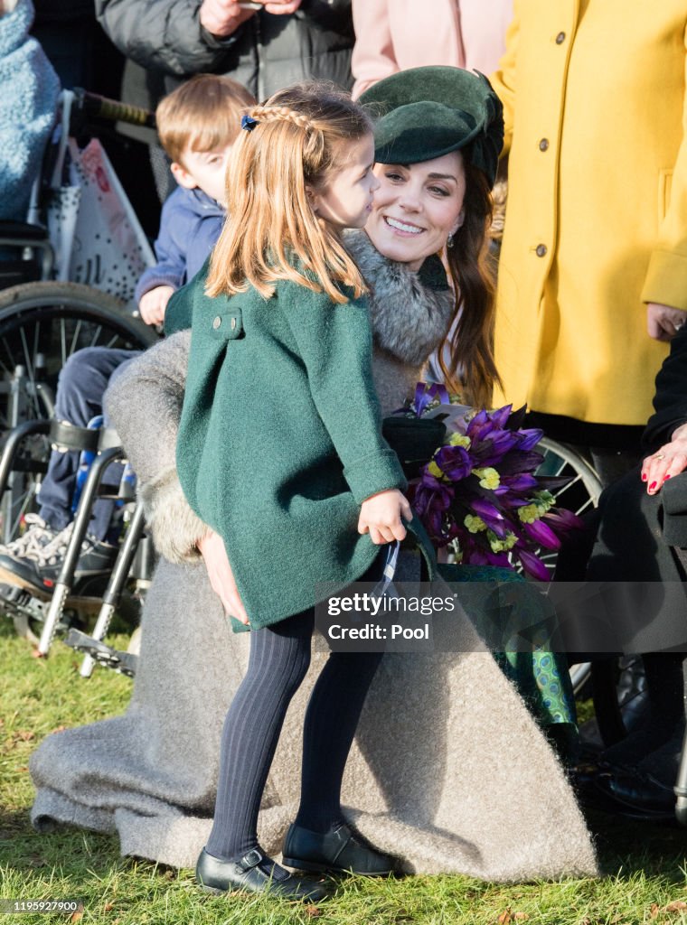 The Royal Family Attend Church On Christmas Day