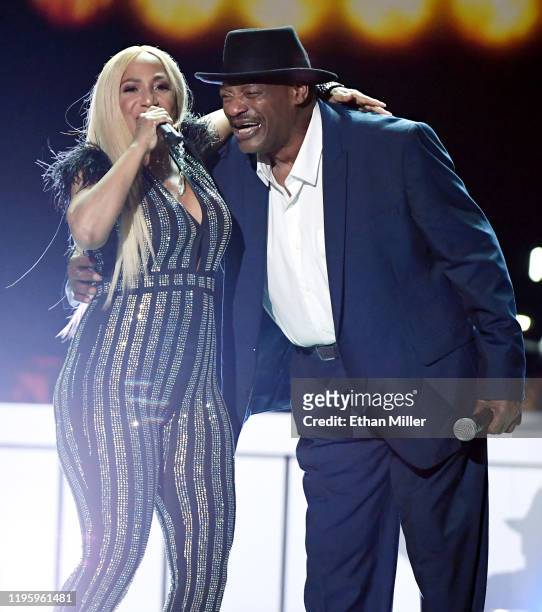 Cherrelle and Alexander O'Neil perform during the 2019 Soul Train Awards presented by BET at the Orleans Arena on November 17, 2019 in Las Vegas,...