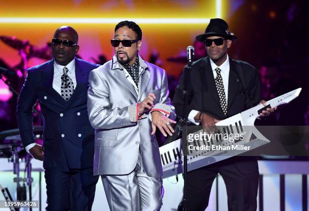 Jerome Benton, Morris Day and Jimmy Jam perform during the 2019 Soul Train Awards presented by BET at the Orleans Arena on November 17, 2019 in Las...