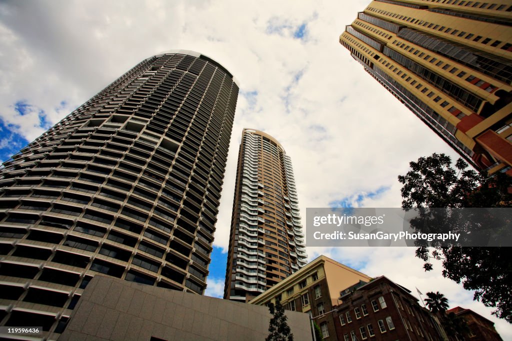 Sydney skyscrapers wide angle view