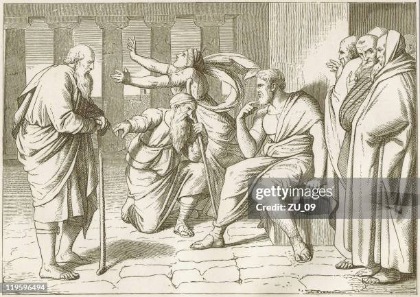 ilustrações de stock, clip art, desenhos animados e ícones de oedipus e teiresias – por asmus jacob carstens - grécia antiga