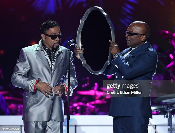 Morris Day and Jerome Benton perform during the 2019 Soul Train Awards presented by BET at the Orleans Arena on November 17, 2019 in Las Vegas,...
