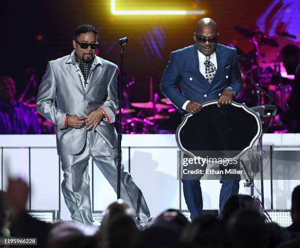 Morris Day and Jerome Benton perform during the 2019 Soul Train Awards presented by BET at the Orleans Arena on November 17, 2019 in Las Vegas,...