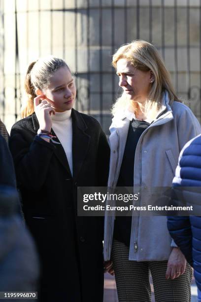 Irene Urdangarin y Borbón and Princess Cristina of Spain are seen in Vitoria on Christmas Day on December 25, 2019 in Vitoria-Gasteiz, Spain.