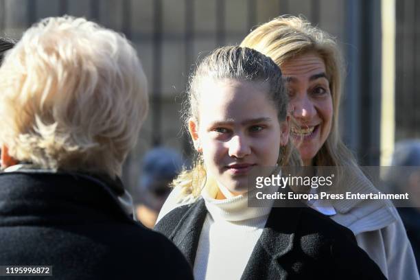 Irene Urdangarin y Borbón and Princess Cristina of Spain are seen in Vitoria on Christmas Day on December 25, 2019 in Vitoria-Gasteiz, Spain.