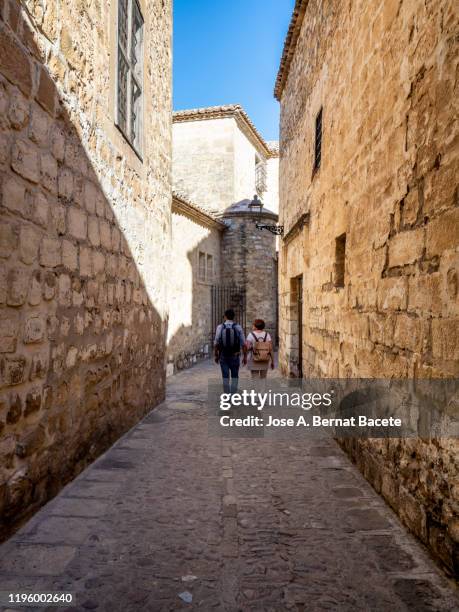 a street scene in the old part of the historic city of baeza in andalusia, spain - jaén city stock pictures, royalty-free photos & images