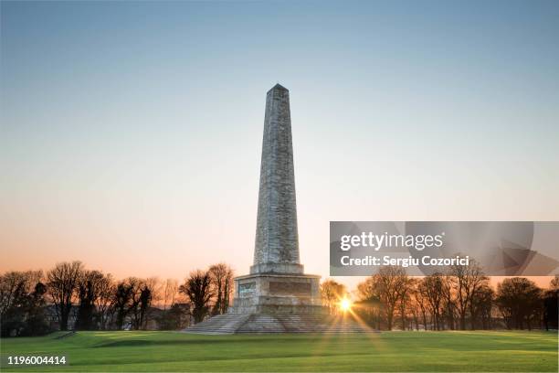 the wellington monument, phoenix park, dublin - obelisk stock pictures, royalty-free photos & images