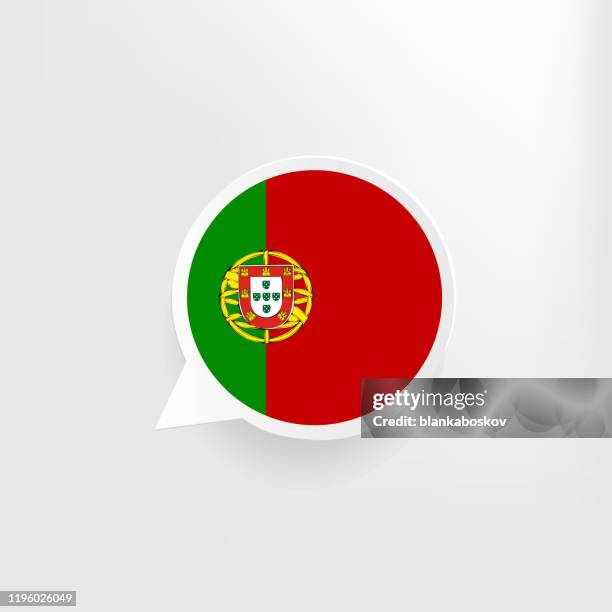 portugal flag speech bubble - portugal flag vector stock illustrations