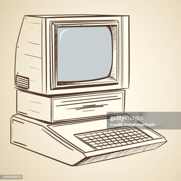 ilustrações de stock, clip art, desenhos animados e ícones de illustration of a retro personal computer - retrospectiva