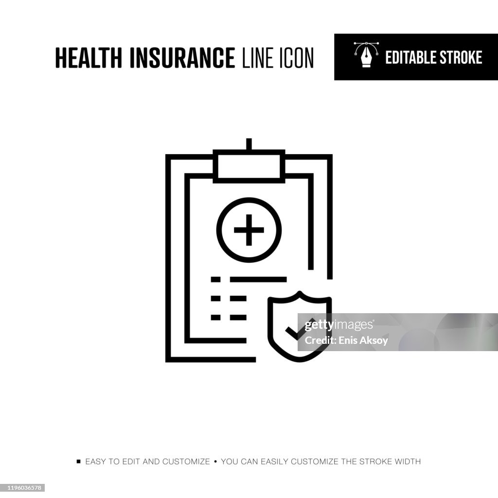 Icono de la línea de seguro médico - Trazo editable