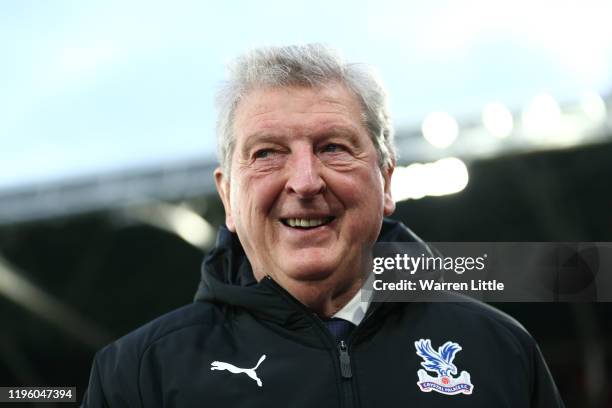 Roy Hodgson, Manager of Crystal Palace looks on prior to the Premier League match between Crystal Palace and West Ham United at Selhurst Park on...