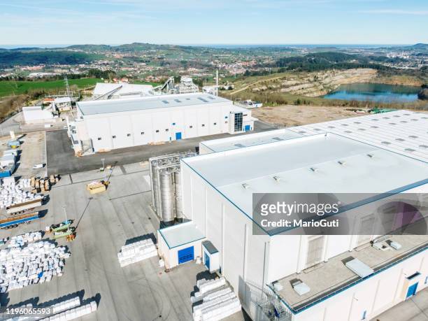industrial buildings as seen from above - consumerism stock pictures, royalty-free photos & images