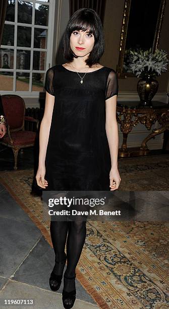 Annie Monroe arrives at a party to celebrate the renovation of Easton Neston and to welcome designer Leon Max to his new headquarters held at Easton...