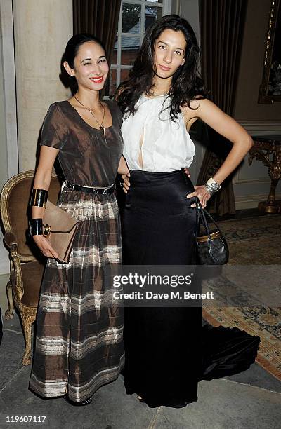 Hannah Bhuiya arrives at a party to celebrate the renovation of Easton Neston and to welcome designer Leon Max to his new headquarters held at Easton...