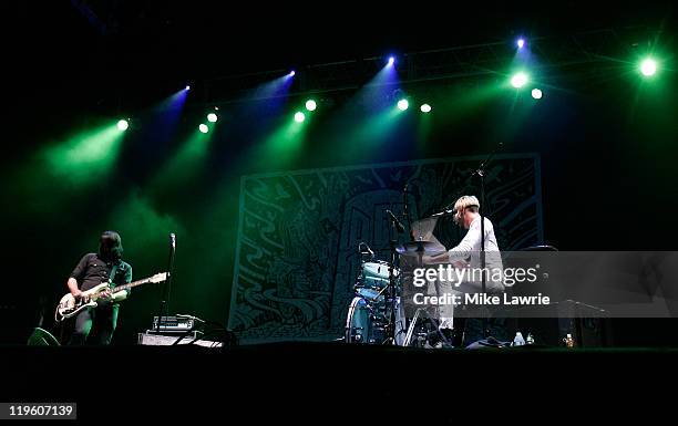 Jesse F. Keeler and Sebastien Grainger of Death From Above 1979 perform at the Williamsburg Waterfront on July 22, 2011 in New York City.