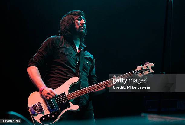 Jesse F. Keeler of Death From Above 1979 performs at the Williamsburg Waterfront on July 22, 2011 in New York City.