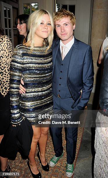 Jazzy De Lisser arrives at a party to celebrate the renovation of Easton Neston and to welcome designer Leon Max to his new headquarters held at...