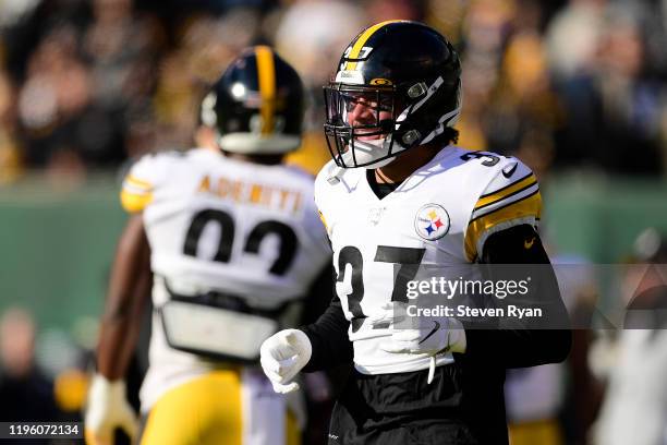 Jordan Dangerfield of the Pittsburgh Steelers looks on against the New York Jets at MetLife Stadium on December 22, 2019 in East Rutherford, New...