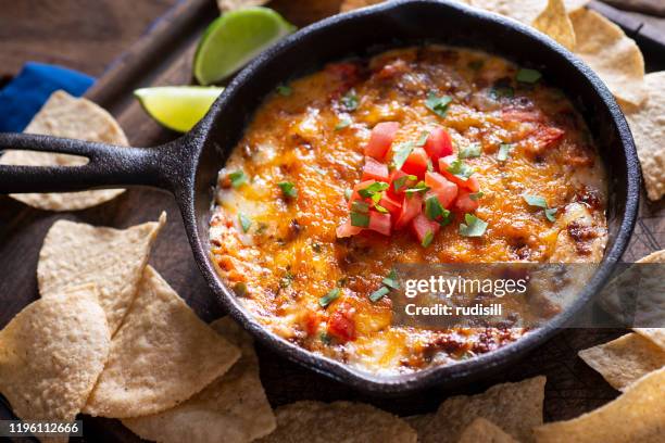 skillet queso - dipping stock pictures, royalty-free photos & images