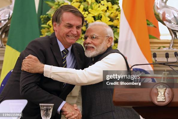 India PM Narendra Modi Welcomes Brazil President Jair Bolsonaro To India Ahead Of Republic Day India PM Narendra Modi Welcomes Brazil President Jair Bolsonaro To India Ahead Of Republic Day