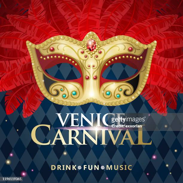 stockillustraties, clipart, cartoons en iconen met venetiaanse carnaval masker - venetiaans masker