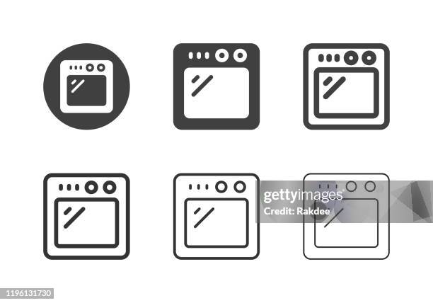 bildbanksillustrationer, clip art samt tecknat material och ikoner med ugns ikoner-flera serier - ugn
