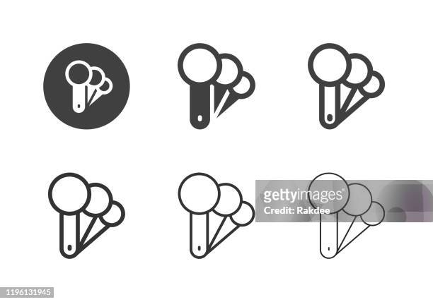 measuring spoon icons - multi series - making a cake stock illustrations