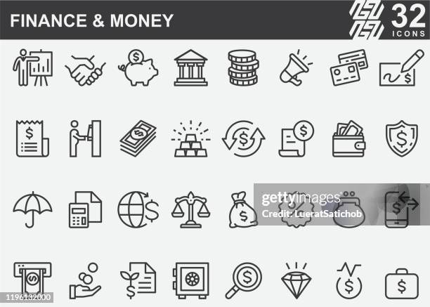 finance and money line icons - whiteboard notes stock illustrations